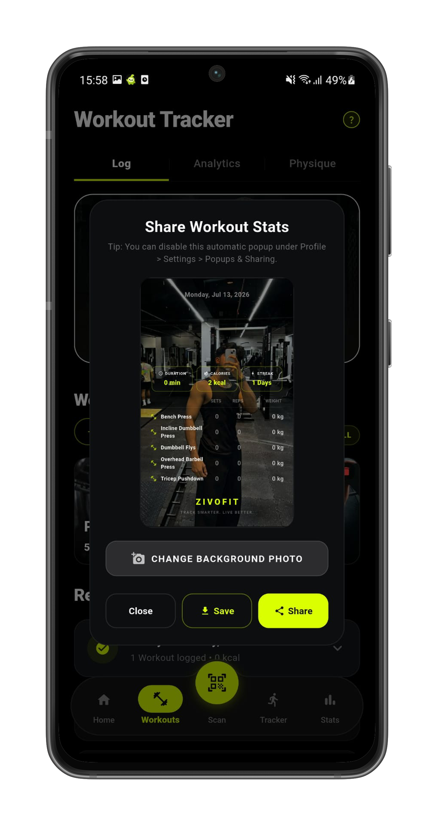 Zivo Workout Tracker Screen 4